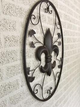 Metalen wandornament - Franse lelie - bruin - rustiek